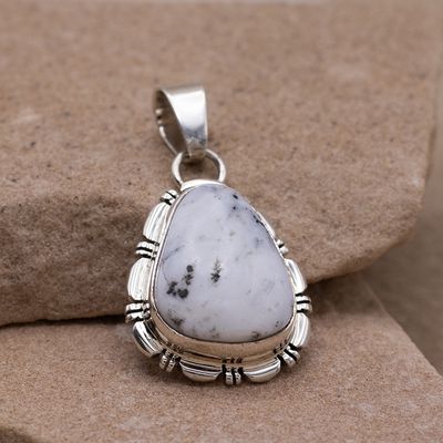 Single White Buffalo Pendant with Saw Cut Details