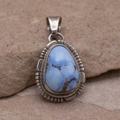 Golden Hills Turquoise Pendant with Saw Cut Details