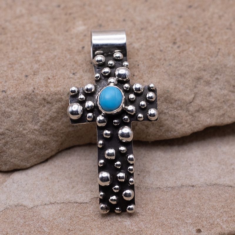 Raindrop Cross Pendant with Turquoise