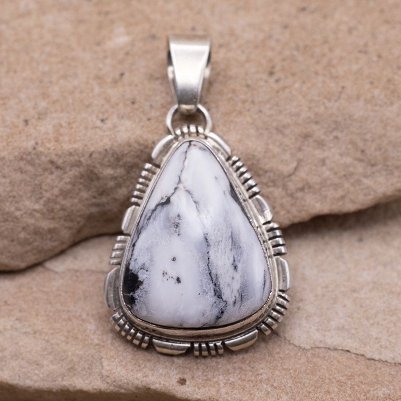 White Buffalo Pendant with Saw Cut Detail