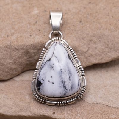 White Buffalo Pendant with Saw Cut Detail