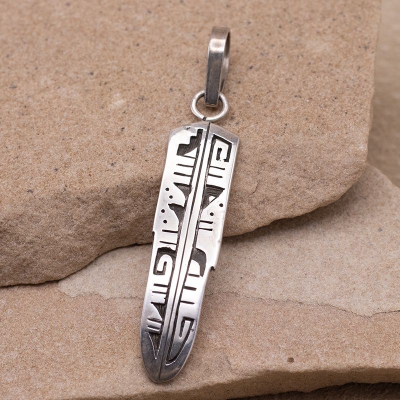 Overlay Design Feather Pendant