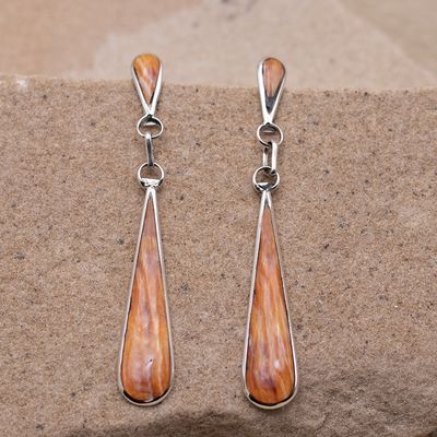 Spiny Oyster Inlay Dangle Earrings