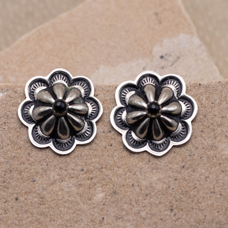 Concho Earrings with Black Onyx