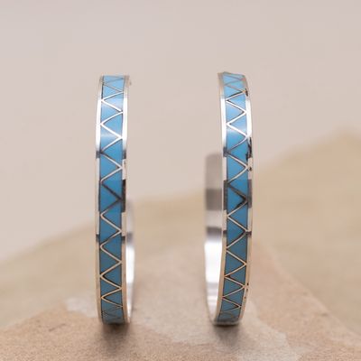 Large Inlay Zig Zag Hoops