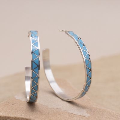 Large Inlay Zig Zag Hoops