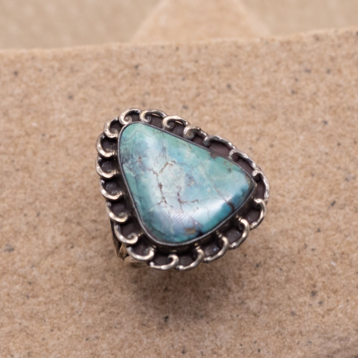 Turquoise Ring with Spiral Details