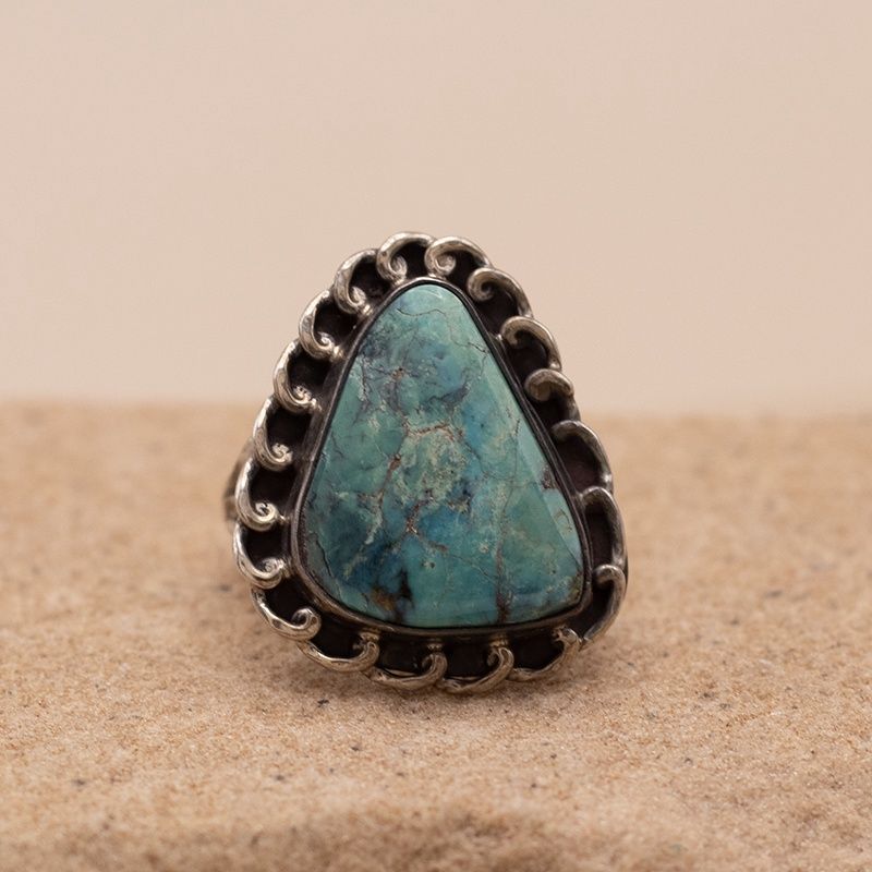Turquoise Ring with Spiral Details