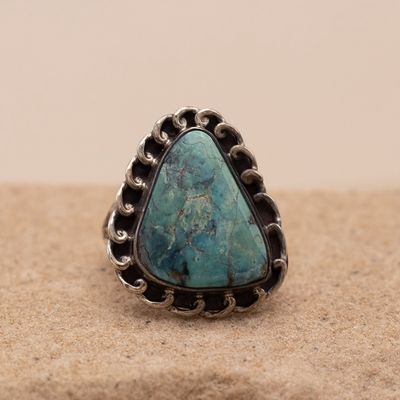 Turquoise Ring with Spiral Details