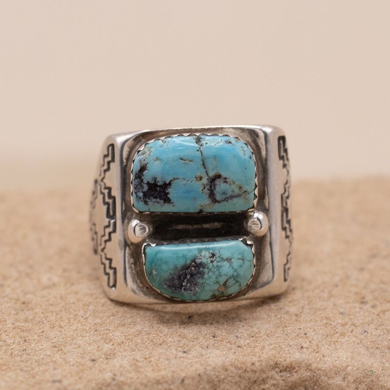 Pawn Two Stone Ring with Southwest Details