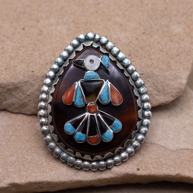Thunderbird Inlaid Tortoise Shell Pin