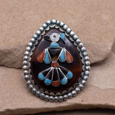 Thunderbird Inlaid Tortoise Shell Pin