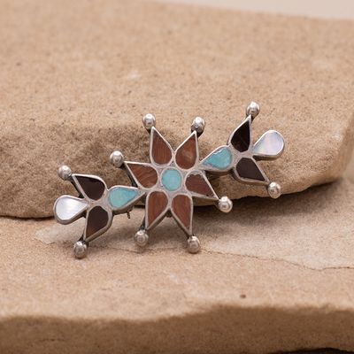Multicolor Inlay Floral Pin