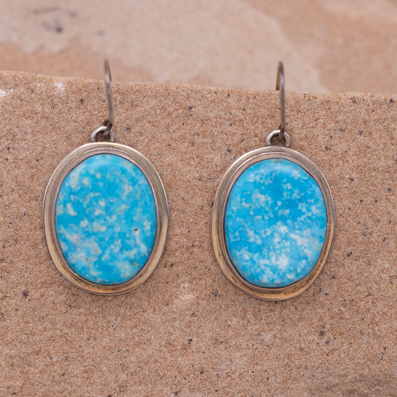 Light-Colored Single-Stone Dangle Kingman Earrings