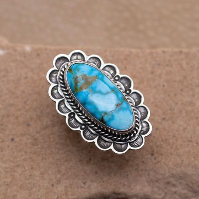 Kingman Turquoise Flower Ring by Happy Piasso