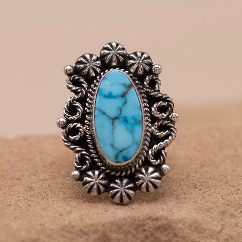 Ornate Kingman Turquoise Ring
