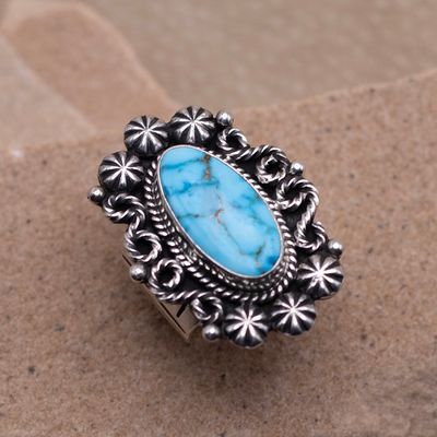 Ornate Kingman Turquoise Ring
