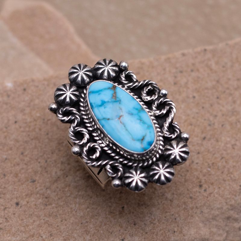 Ornate Kingman Turquoise Ring