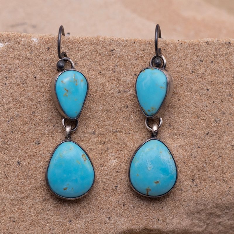 Two-Stone Kingman Dangle Earrings