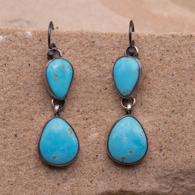 Two-Stone Kingman Dangle Earrings