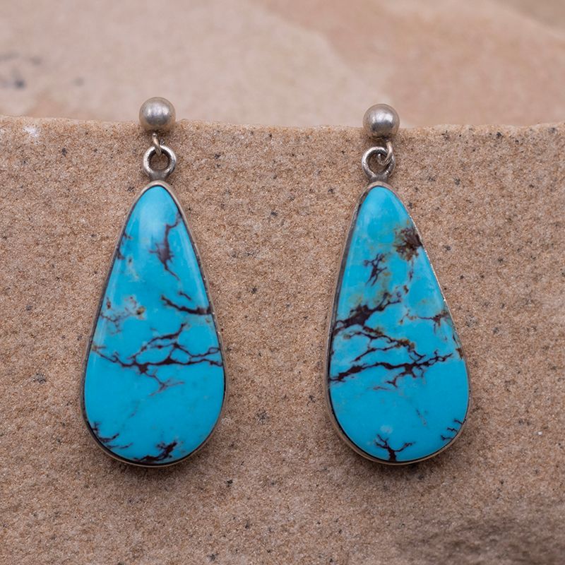 Single-Stone Kingman Dangle Post Earrings
