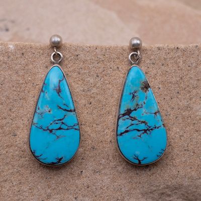 Single-Stone Kingman Dangle Post Earrings