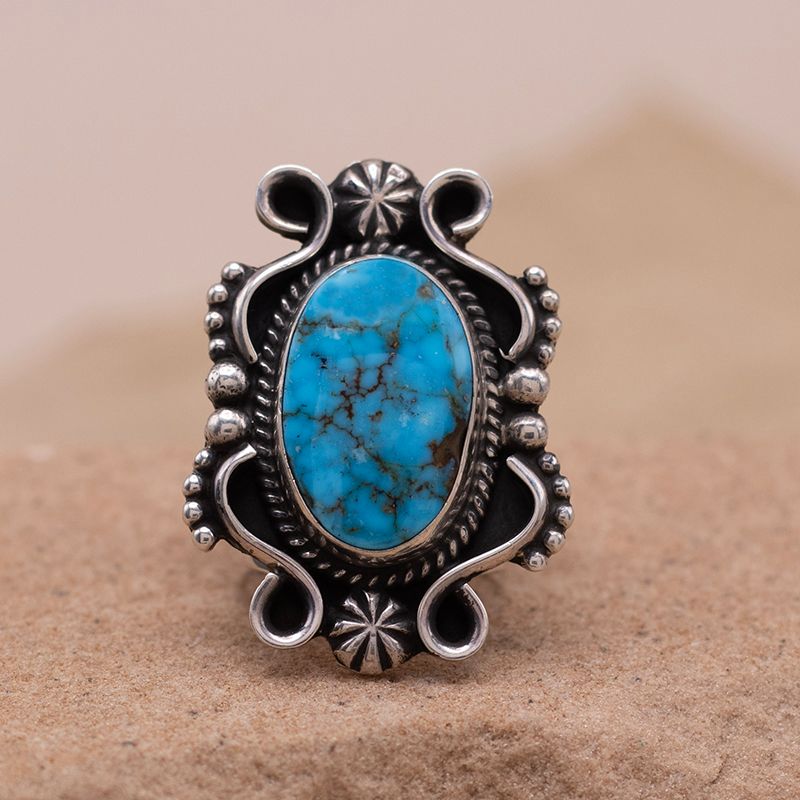 Kingman Ring With Ornate Silver Details