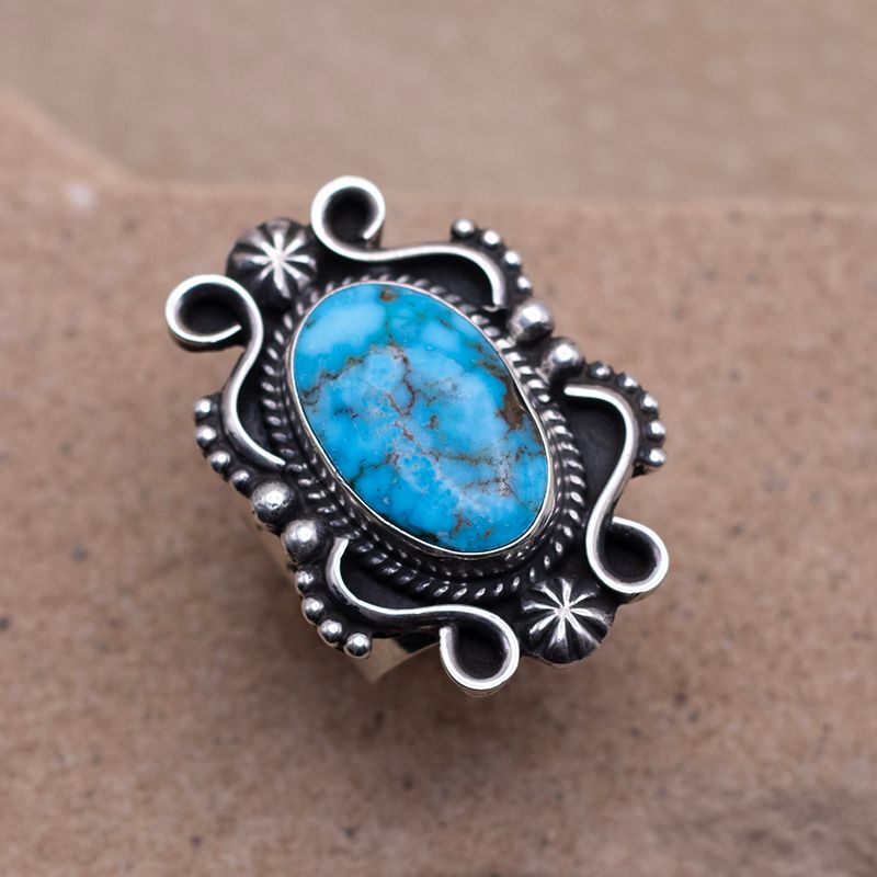 Kingman Ring With Ornate Silver Details