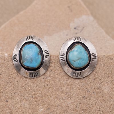Kingman Turquoise Shadow Box Vintage Earrings