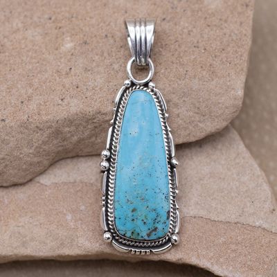 Kingman Turquoise Pendant with Bead Details
