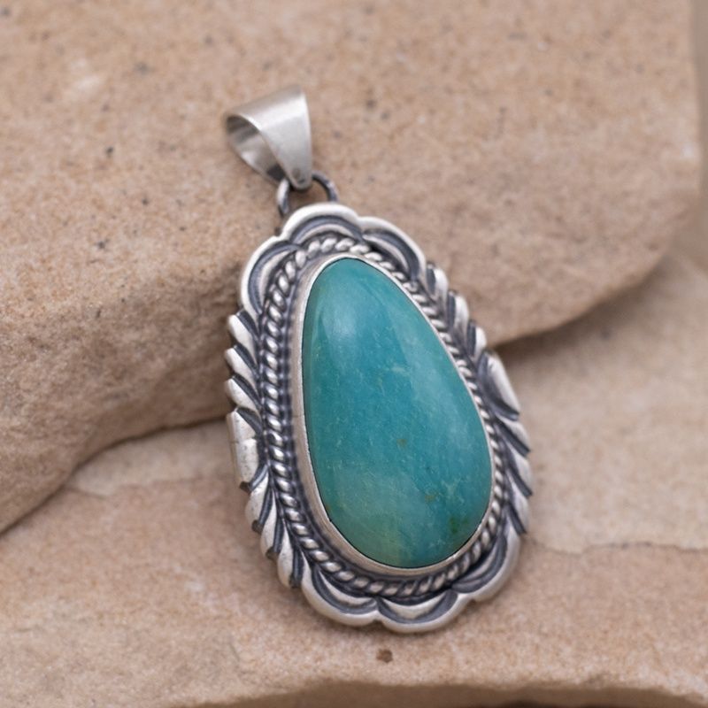Turquoise Pendant with Stamp Details