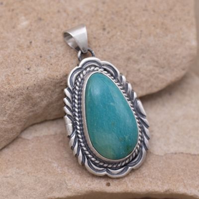 Turquoise Pendant with Stamp Details