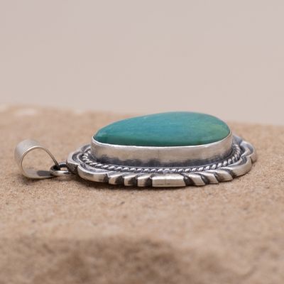 Turquoise Pendant with Stamp Details