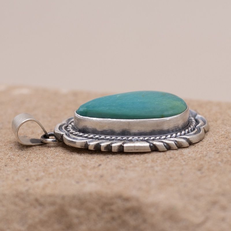 Turquoise Pendant with Stamp Details