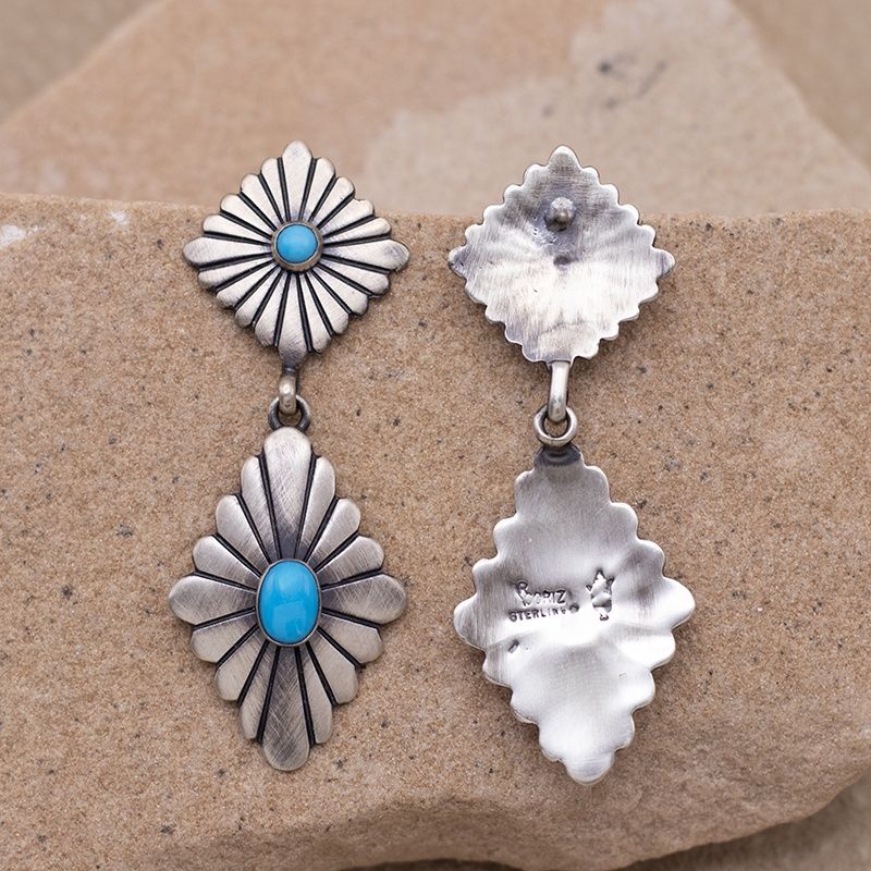 Concho Dangle Earrings with Kingman Turquoise