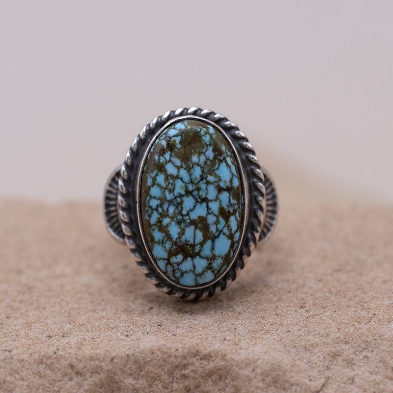 Kingman Ring with Twist Wire Details and Stamping