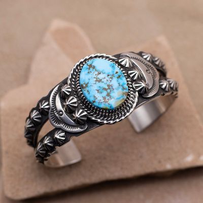 Silver "Shot" Single Stone Cuff