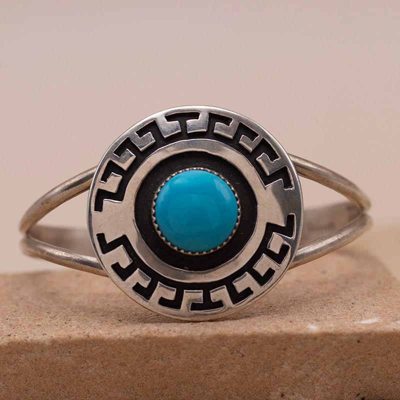 Kingman Turquoise Single Stone Cuff by Roscoe Scott