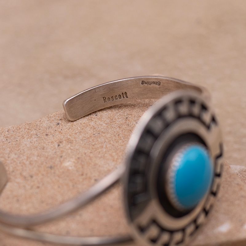 Kingman Turquoise Single Stone Cuff by Roscoe Scott