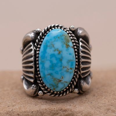 Long Oval Kingman Ring by Delbert Gordon