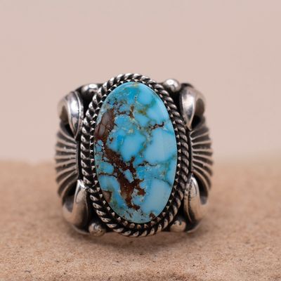 Kingman Turquoise Ring by Delbert Gordon