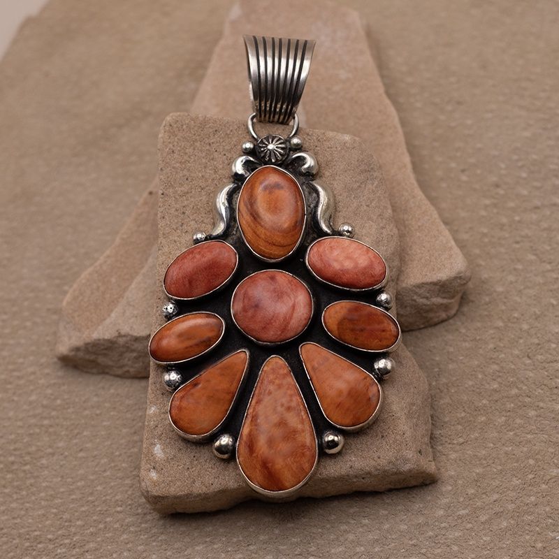 Orange Spiny Oyster Pendant &amp; Earring Set