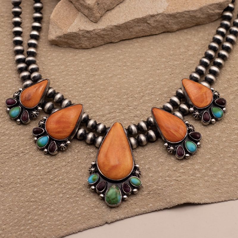 Multi-color Cluster Necklace Set