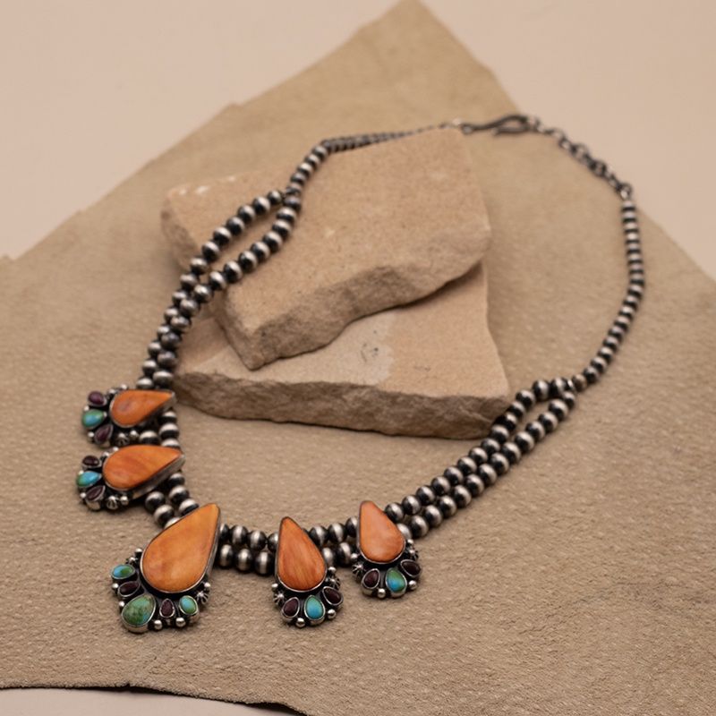 Multi-color Cluster Necklace Set