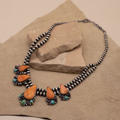 Multi-color Cluster Necklace Set