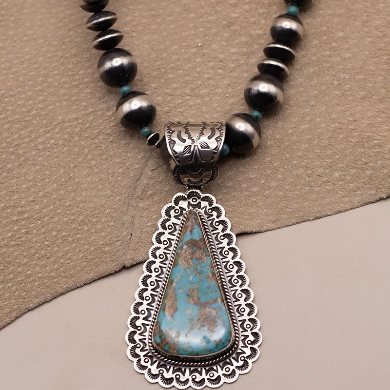 Royston Turquoise Pendant with Matching Beads by Happy Piasso