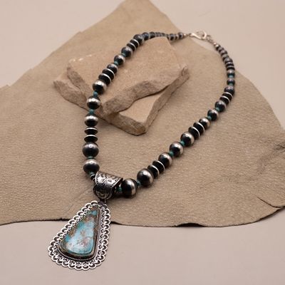 Royston Turquoise Pendant with Matching Beads by Happy Piasso
