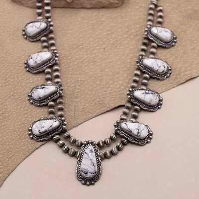 White Buffalo Necklace Set with Sawcut Detail