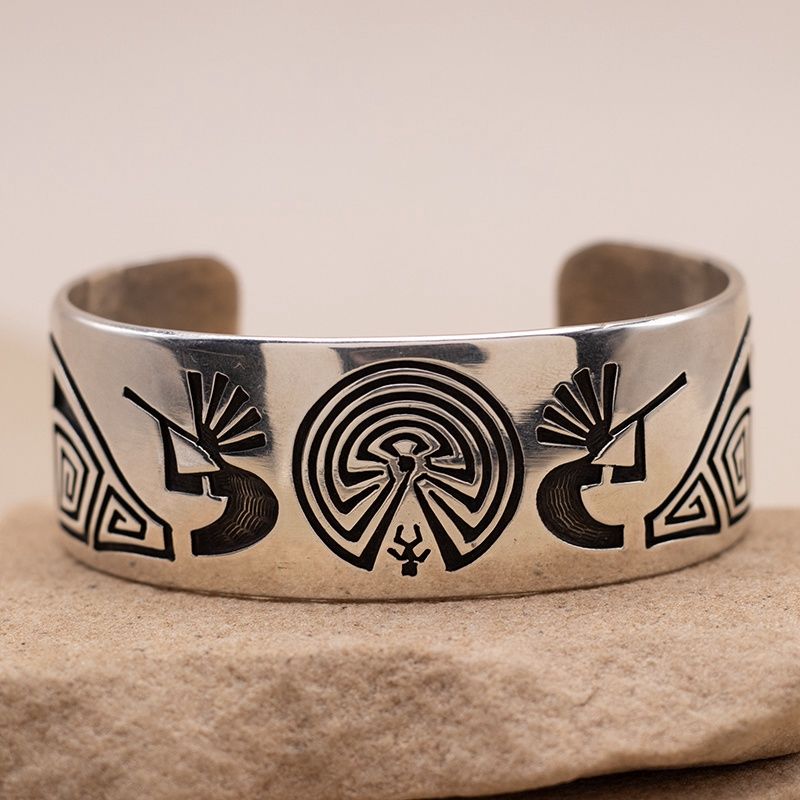 Man in Maze Cuff with Kokopelli &amp; Wave Details