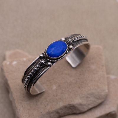 Single Stone Lapis Cuff by Albert Jake